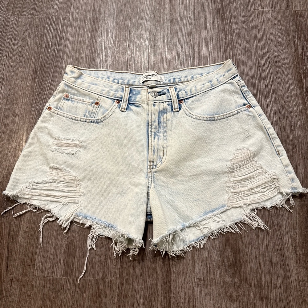 Abercrombie & Fitch Distressed Light Blue Jean Shorts